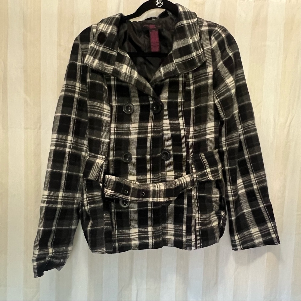 Black and White Plaid Button Up Jacket (Kids)
